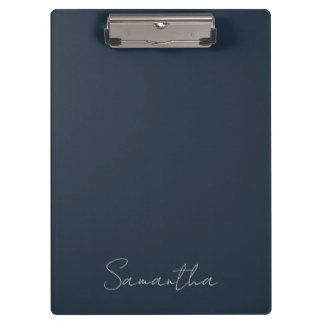 Elegant Custom Name Dark Blue Clipboard
