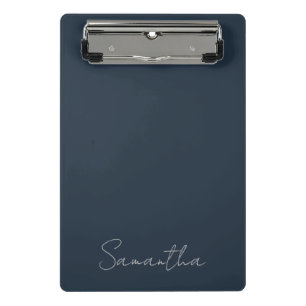 Elegant Custom Name Dark Blue Mini Clipboard
