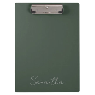 Elegant Custom Name Dark Green Clipboard