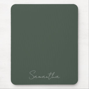 Elegant Custom Name Dark Green Mouse Pad