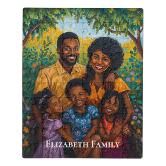 Elegant Custom Name & Family Photo Jigsaw Puzzle