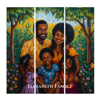 Elegant Custom Name & Family Photo Triptych