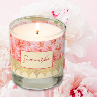 Elegant Custom Name Floral and Oriental  Scented Candle