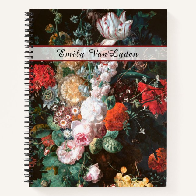 Elegant Custom Name Floral Journal Notebook (Front)