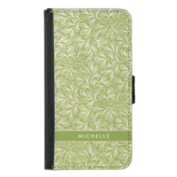 Elegant Custom Name Green Botanical Samsung Galaxy S5 Wallet Case