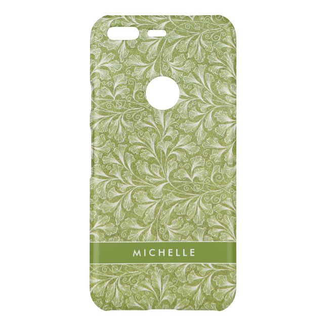 Elegant Custom Name Green Botanical Uncommon Google Pixel Case (Back)
