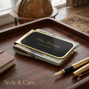 Elegant Custom Name Job Title Gold Money Clip