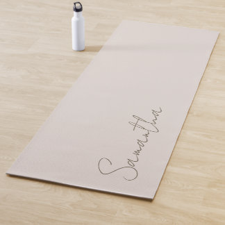 Elegant Custom Name Light Beige Yoga Mat