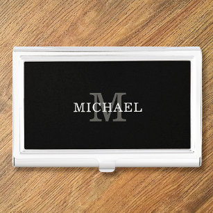 Elegant Custom Name Monogram Personalized Business Card Case