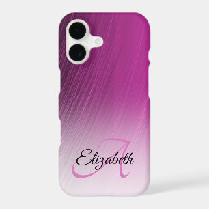 Elegant Custom Name Monogram Purple Ombre Streaks iPhone 17 Case