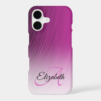 Elegant Custom Name Monogram Purple Ombre Streaks iPhone 17 Case