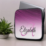 Elegant Custom Name Monogram Purple Ombre Streaks Laptop Sleeve<br><div class="desc">This elegant design features a a purple ombre streak background with custom name and initial letter monogram. Personalize the text fields with a name and initial,  remove both or one or click customize to select a font style,  size,  and color you like.</div>