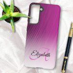 Elegant Custom Name Monogram Purple Ombre Streaks Samsung Galaxy S21 Case<br><div class="desc">This elegant design features a a purple ombre streak background with custom name and initial letter monogram. Personalize the case in the text fields with a name and initial,  remove both or one or edit using the design tool to select a font style,  size,  and color you like.</div>