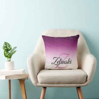 Elegant Custom Name Monogram Purple Ombre Streaks