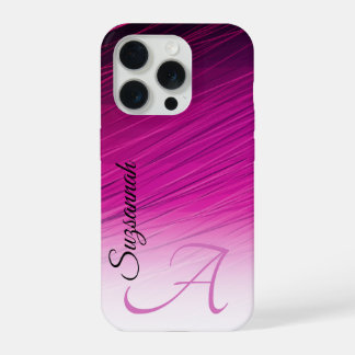 Elegant Custom Name Monogram Purple Streaks iPhone 15 Pro Case