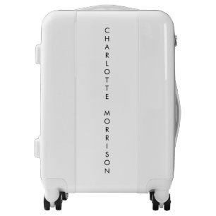 Elegant Custom name monogram text black white Luggage