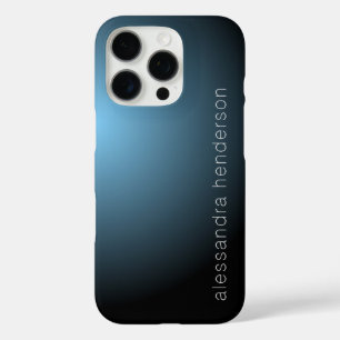 Elegant custom name navy blue black ombre minimal iPhone 16 pro case