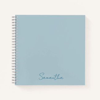 Elegant Custom Name Pastel Blue Notebook