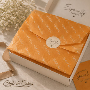 Elegant Custom Name Pattern Orange Tissue Paper