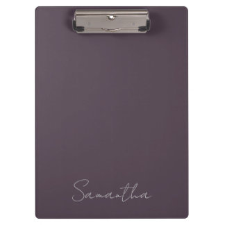 Elegant Custom Name Purple Taupe Clipboard