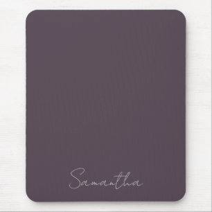 Elegant Custom Name Purple Taupe Mouse Pad