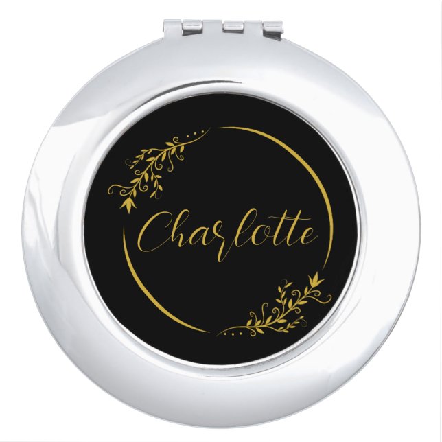 Elegant Custom Name Stylish Frame Beauty Mirror (Front)