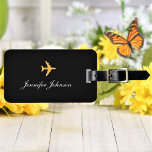Elegant Custom Name Text Personalized Luggage Tag<br><div class="desc">Add a name and contact info, and easily create your personalized luggage tag. Click CUSTOMIZE FURTHER to change the text color or background color. You can TRANSFER this DESIGN on other Zazzle products and adjust it to fit most of the Zazzle items. Standard Studio designs are made in high-resolution vector...</div>