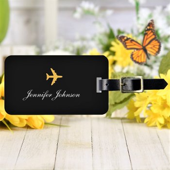 Elegant Custom Name Text Personalized Luggage Tag by Standard_Studio at Zazzle