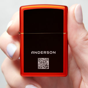 Elegant Custom Name with Custom QR Code Zippo Lighter