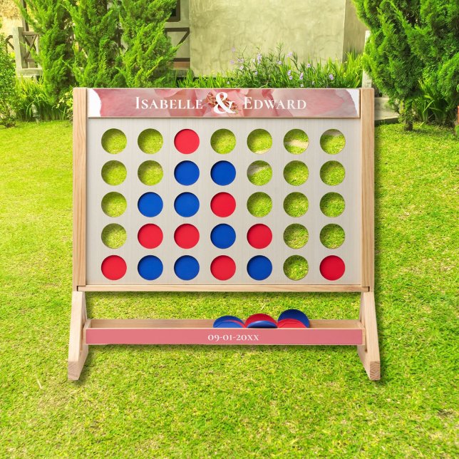 Elegant Custom Names Coral Pink Rose Wedding Fast Four (Creator Uploaded)