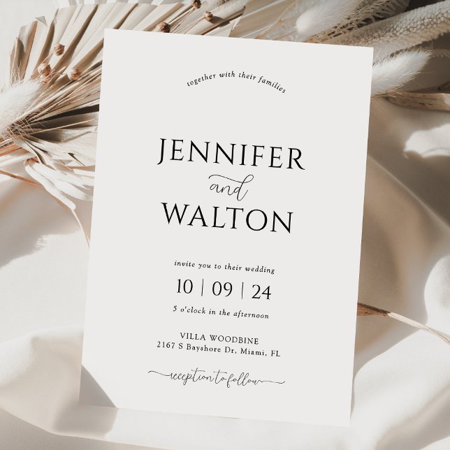 Elegant custom names white wedding invitation (Creator Uploaded)