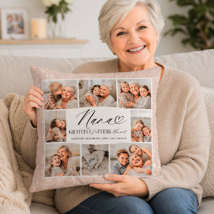 Elegant Custom Nana Photo Collage Keepsake Throw Pillow