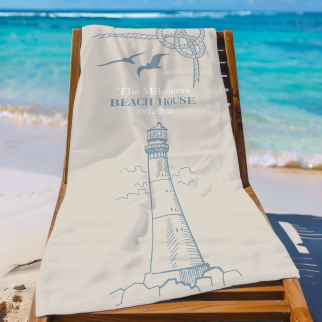 Elegant Custom Nautical Beach House Beach Towel (Creator Uploaded)