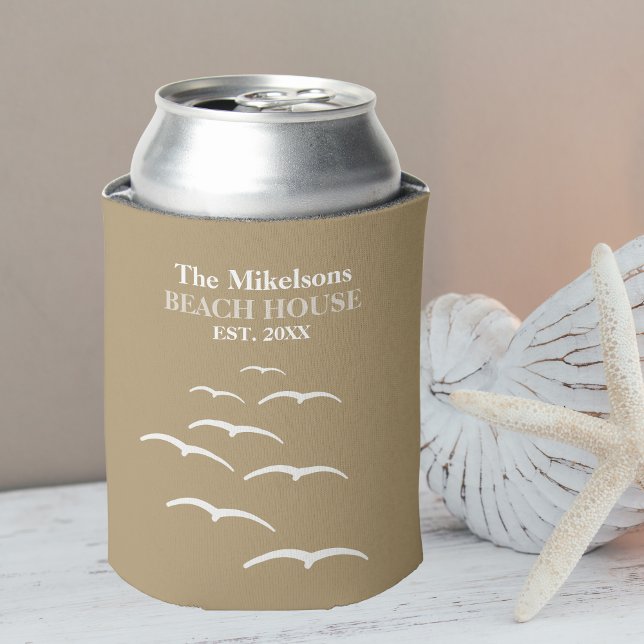 Elegant Custom Nautical Beach House Can Cooler (Creator Uploaded)