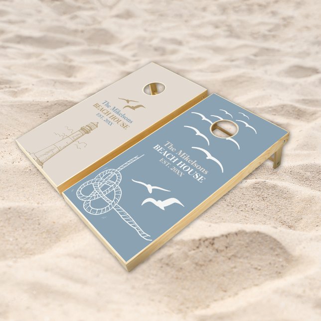 Elegant Custom Nautical Beach House Cornhole Set (Creator Uploaded)