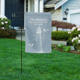 Elegant Custom Nautical Beach House Garden Flag