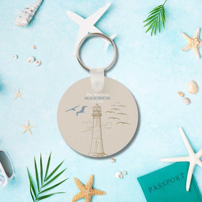 Elegant Custom Nautical Beach House Keychain (Creator Uploaded)