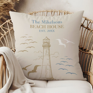 Elegant Custom Nautical Beach House Throw Pillow