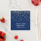 Elegant Custom NAVY BLUE Gold Confetti Wedding Paper Napkins | Zazzle