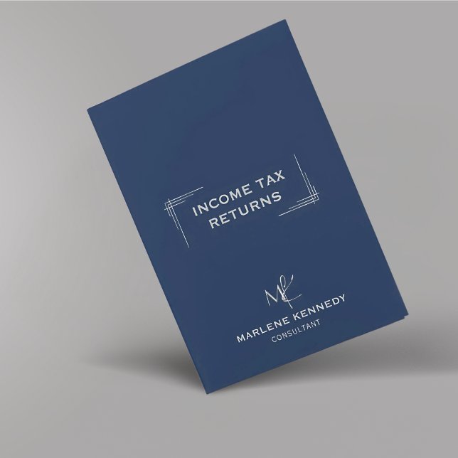Elegant Custom Navy Blue Pocket Folder for Tax (Creator Uploaded)
