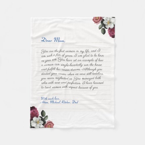 Elegant Custom Notebook handwritten love letter  Fleece Blanket