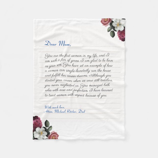 Elegant Custom Notebook handwritten love letter  Fleece Blanket (Front)