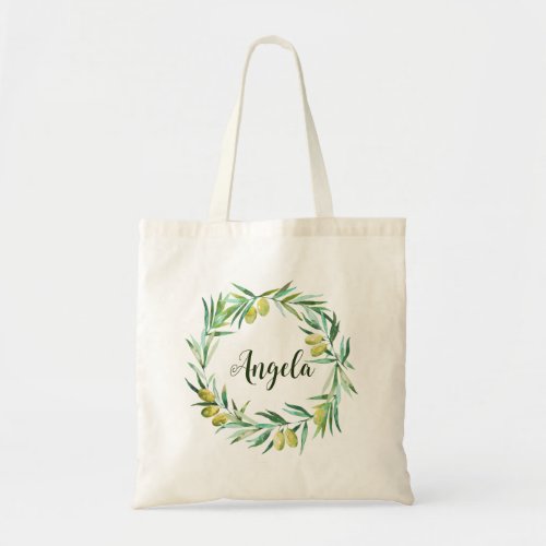 Elegant Custom Olive Boho Garden Bridesmaid Tote Bag