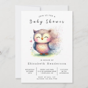 Elegant Custom Owl Baby Shower Invitation