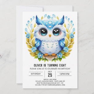 Elegant Custom Owl Birthday Invitation