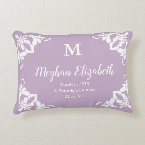 Elegant Custom Pale Purple and White Girls Accent Pillow