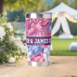 Elegant Custom Peonies Drinkware For Bachelorette Insulated Tumbler