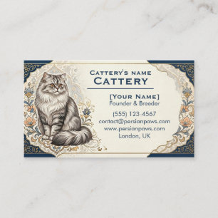 Elegant Custom Persian Cat Cattery Business Card