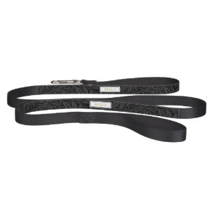 Elegant Custom Pet Name Black Floral Pattern Leash
