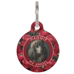 Elegant Custom Pet Parent Gift Ranunculus Flower ID Tag